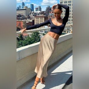 Dynamite Satin Midi Skirt